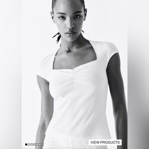 RIBBED SWEETHEART-NECK TOP